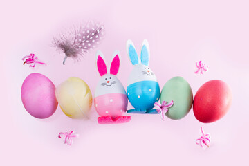 Easter scene with colored eggs