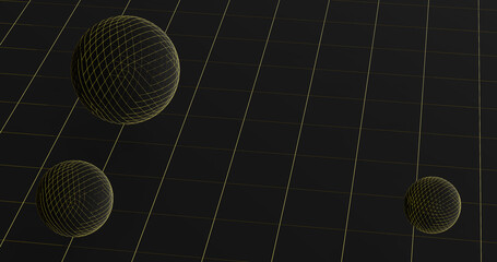 Render with minimalistic black and gold ball background