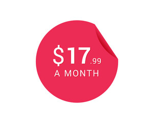 Monthly $17.99 US Dollars icon, $17.99 a Month tag
