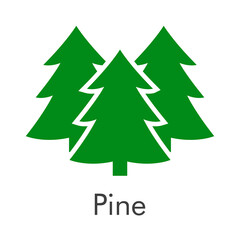 Árbol de navidad. Símbolo abeto. Logotipo con silueta de 3 árboles con ramas en color verde