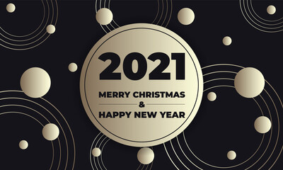Fototapeta premium Happy new year 2021 & merry christmas golden luxury vector abstract background with circles for holiday banner, flyers, greetings and invitations. Vector illustration EPS10.