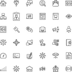 internet vector icon set such as: logic, instrument, monitor, story, performance, linear, gaming, pink, info, house, hand, key, flow, donation, hosting server, reading, keyword targeting, wheel