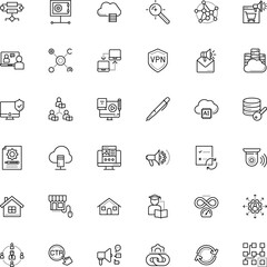 internet vector icon set such as: search engine optimization, office, share, interaction, asynchronous, event, authentication, blended learning, reload, homepage, cam, application, vote, door, day