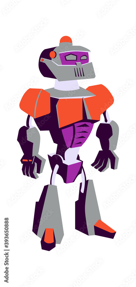 Poster artificial intelligence robot, cartoon vector illustration isolated on background. development of ro