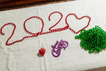 New Year  still life of garlands and hearts