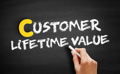 Customer Lifetime Value text on blackboard, concept background