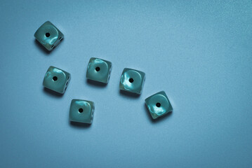 six dice indicate one on a light background