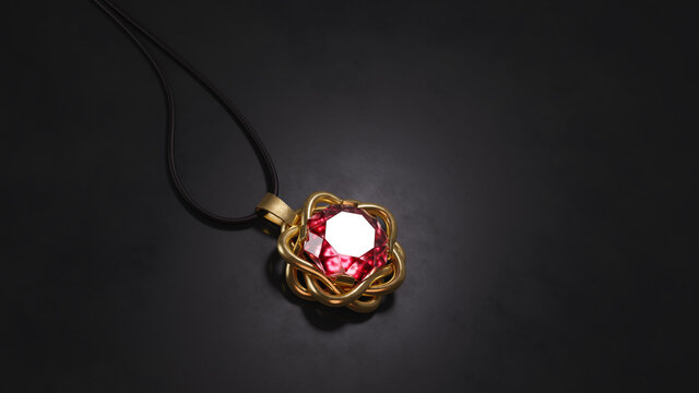 Beautiful ruby jewel necklace on black background