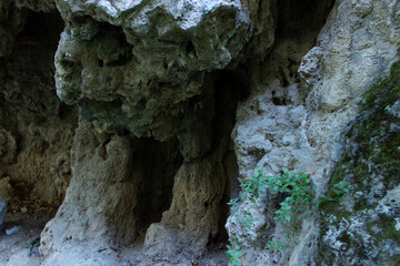 Caves at Devil bridge natural monument in the Syunik region of Armenia.