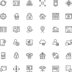 internet vector icon set such as: administrator, bitcoin, click, laptop, referral, processing, coaching, reload, synchronize, payment, place, keyless, heart, sms, process, storefront, solution
