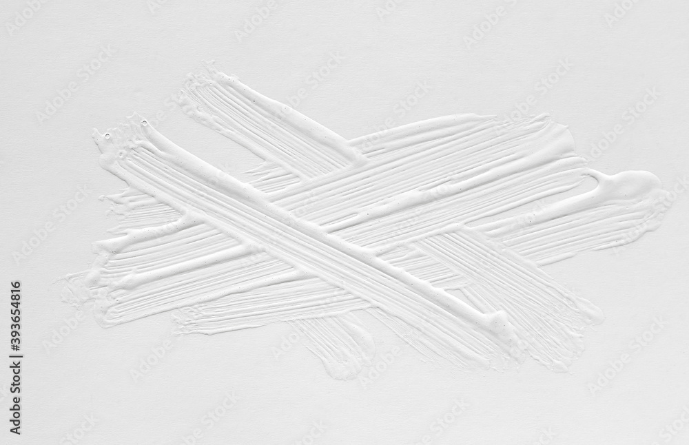 Wall mural 3 d texture of white paint with handmade brush strokes, decor elements for modern design. Abstract background for screensaver template and wedding card in gray gradient.