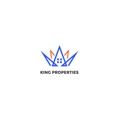 ILLUSTRATION REAL ESTATE, MODERN KING PROPERTIES INSPIRATION SIMPLE LOGO VECTOR