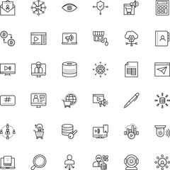 internet vector icon set such as: scientist, net, peer, writing, explore, shopping, council, analytics, cross, song, lesson, open, lightbulb, skin, encryption, worker, big data scientist, tech, novel