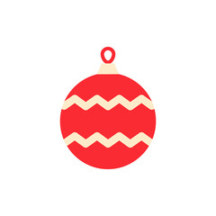 Ball red icon. Christmas toy vector isolated on the white background. 