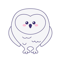 Cute little owl isolated on a white background. Flat design for poster or t-shirt. Vector illustration