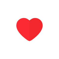 Heart flat icon. Love red symbol with shadow isolated on white. Valentine Day vector sign. 