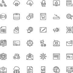 internet vector icon set such as: creative, reading, real, steal, planet, round, platform, listening, compliance, in-game advertising, menu, tutorial, resume, basket, silhouette, drafting, interview