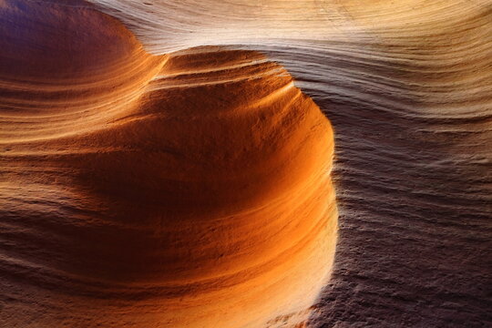 Magical colours and textures inside red rocks of Slot Canyon