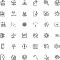 internet vector icon set such as: exterior, bitcoin, close, campaign, post, job, cell, cog, team, banking, gear, emblem, affiliate marketing, cash, equipment, supermarket, sausage, crypto-exchange