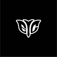 E C Initials bow arrow, simple modern minimalist design. black and white.