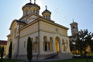 Naklejka premium Alba Iulia, Romania - September 20, 2020: The Coronation Cathedral is an Orthodox cathedral located in Carolina White Fortress.