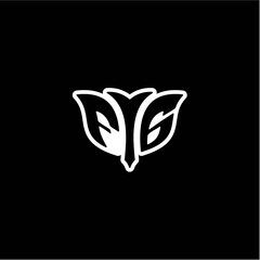 F G Initials bow arrow, simple modern minimalist design. black and white.