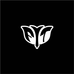 Fototapeta premium F T Initials bow arrow, simple modern minimalist design. black and white.