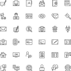 internet vector icon set such as: widescreen, stay home, connect, cell, remote, directory, blue, lock, workplace, stream, hard hat, copywriting, rank, chart, controller, speak, register, programming