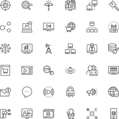 internet vector icon set such as: spam, page, text, art, keywords, gear, speak, engagement, productivity, workshop, relations, geography, donation, course, minimalistic, gamble, betting, round