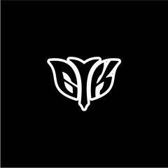 G K Initials bow arrow, simple modern minimalist design. black and white.