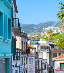 Old Town street Funchal Madeira