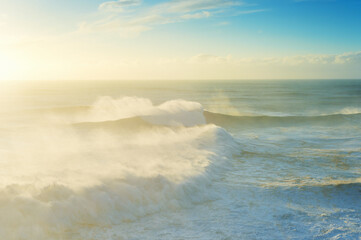 Fototapeta na wymiar Atlantic ocean sunset Portugal waves