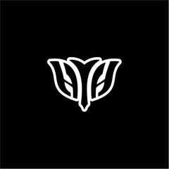 H H Initials bow arrow, simple modern minimalist design. black and white.