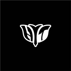 H T Initials bow arrow, simple modern minimalist design. black and white.