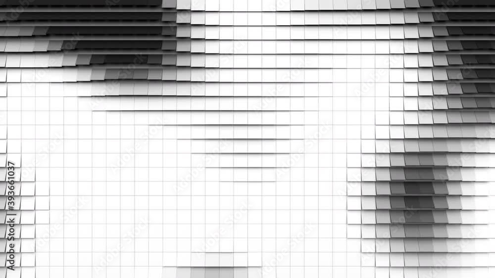Aufkleber surface with dynamic moving tiles that change color to black. abstract geometric animation loop. sea
