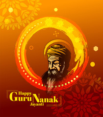 illustration of Happy Gurpurab, Guru Nanak Jayanti festival of Sikh celebration background