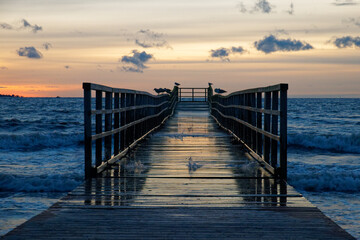 Fototapeta na wymiar wooden pier at the sea