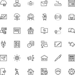 internet vector icon set such as: logicality, retail, signal, corporate, slider, landing, spam, junk, partner, safe, note, human, announcement, prototype, sound, reading, ftp, program, open, bulb
