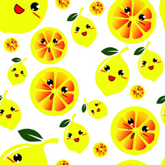 Cute stars and lemons, cartoons, pattern for children