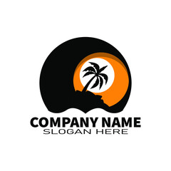 sunset logo design template