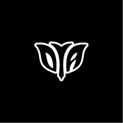 O A Initials bow arrow, simple modern minimalist design. black and white.