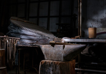 anvil, forging traditional tools, hammer, iron parts to work