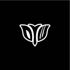 O W Initials bow arrow, simple modern minimalist design. black and white.