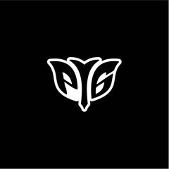 P G Initials bow arrow, simple modern minimalist design. black and white.
