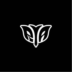 R A Initials bow arrow, simple modern minimalist design. black and white.