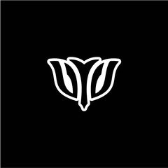 V V Initials bow arrow, simple modern minimalist design. black and white.