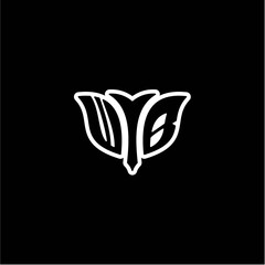 W B Initials bow arrow, simple modern minimalist design. black and white.