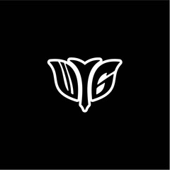 W G Initials bow arrow, simple modern minimalist design. black and white.