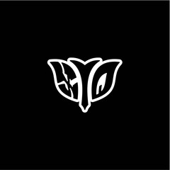 X Q Initials bow arrow, simple modern minimalist design. black and white.