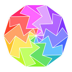 abstract geometric rainbow ten sided polygon-10b1